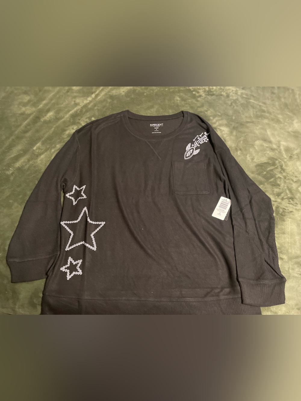 torrid Super Soft Crew Lounge Sweatshirt in Celestial Sky Deep Black